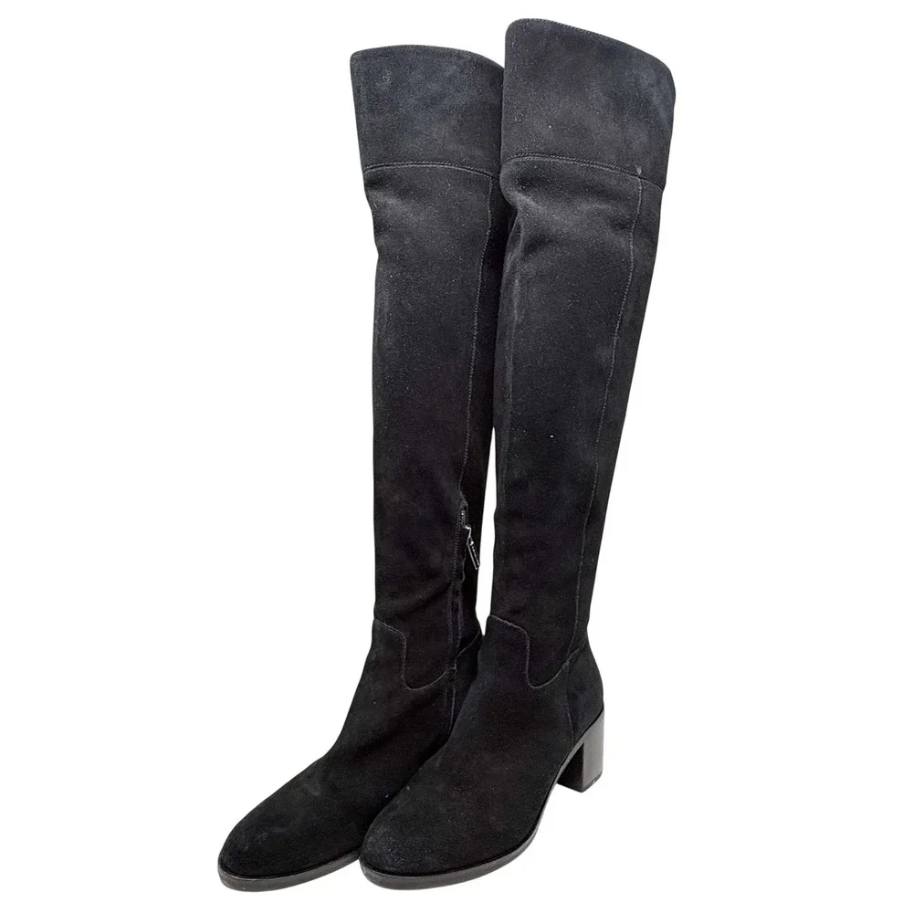 Michael Kors Black Suede Over the Knee Tall Block Heel Boots Size 7.5M